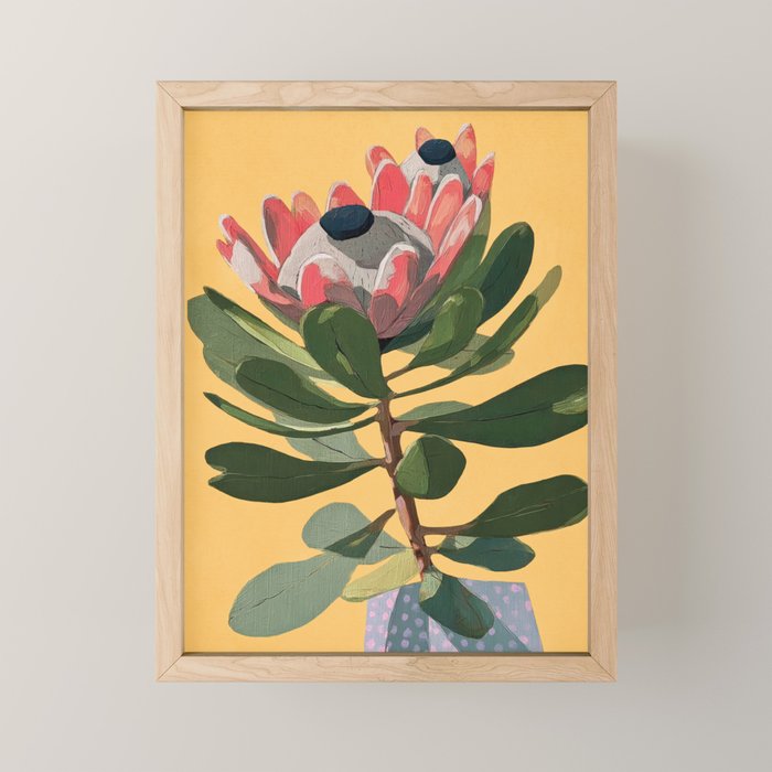 Protea Bloom With Sage Leaves Mini Art Print