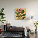 Protea Bloom with Sage Leaves Wood Wall Art Gallery Image 2