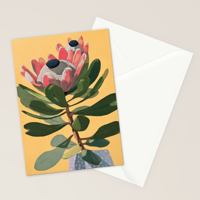 Protea Bloom with Sage Leaves Stationery Card Gallery Image 2