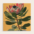 Protea Bloom with Sage Leaves Wood Wall Art Gallery Image 1
