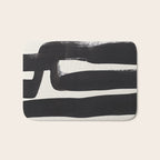 Mid Century Modern Minimalist Abstract Art Brush Strokes Black & White Ink Art Ancient Stripes Bath Mat Gallery Image 1