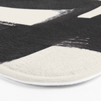 Mid Century Modern Minimalist Abstract Art Brush Strokes Black & White Ink Art Ancient Stripes Bath Mat Gallery Image 3