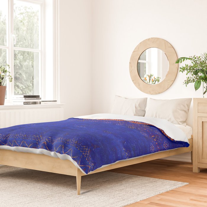 -A5- Royal Calm Blue Bohemian Moroccan Artwork. Duvet Cover Gallery Image 2