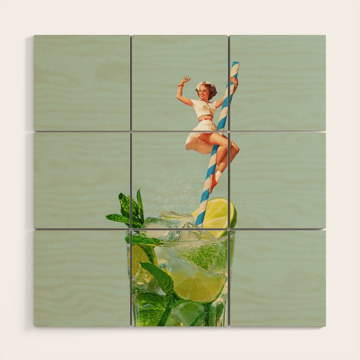 Retro Mojito Cocktail Wood Wall Art Gallery Image 1