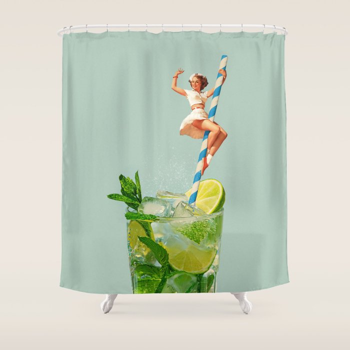 Retro Mojito Cocktail Shower Curtain Gallery Image 1