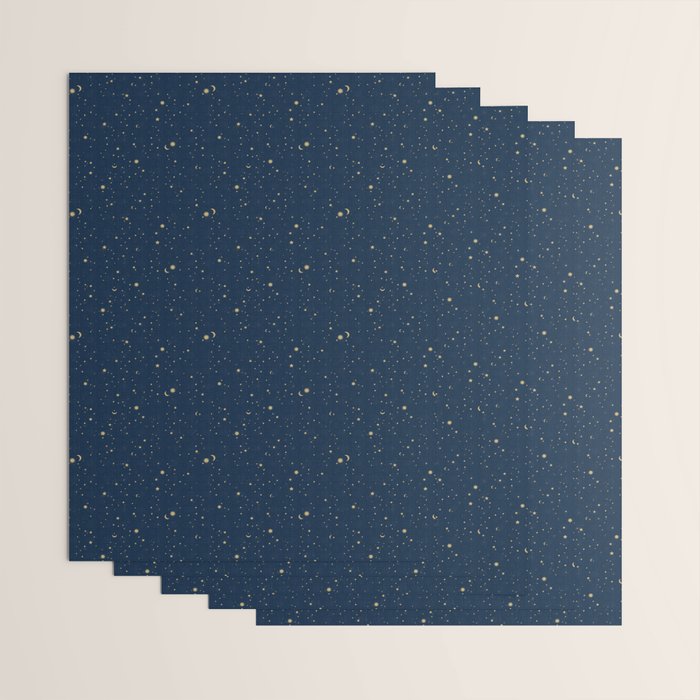 Magical Night / Galaxy in Blue and Golden Yellow Shades Wrapping Paper Gallery Image 3