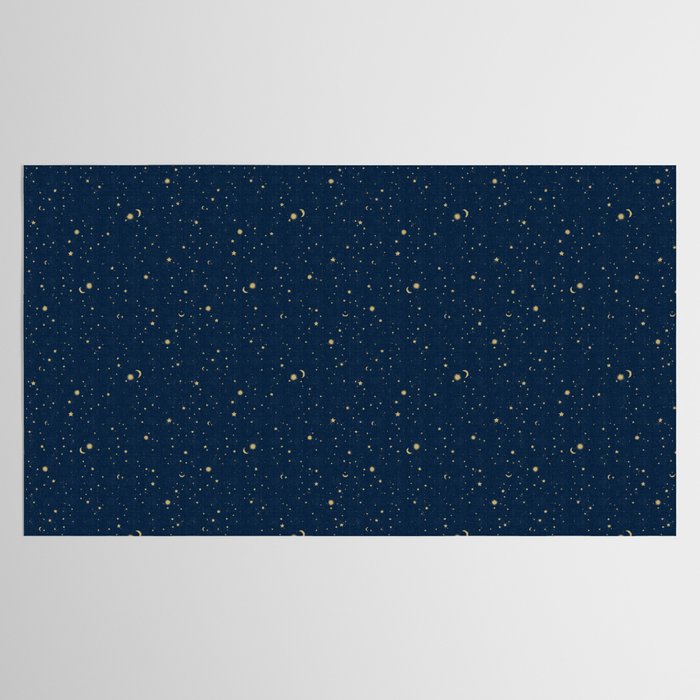 Magical Night / Galaxy in Blue and Golden Yellow Shades Tablecloth Gallery Image 2