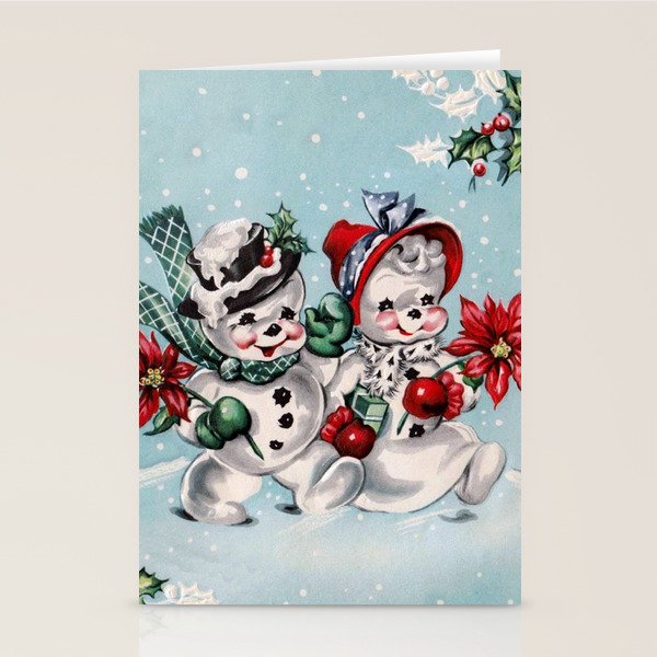 Vintage Christmas Snowman, Retro Christmas Stationery Card Gallery Image 2