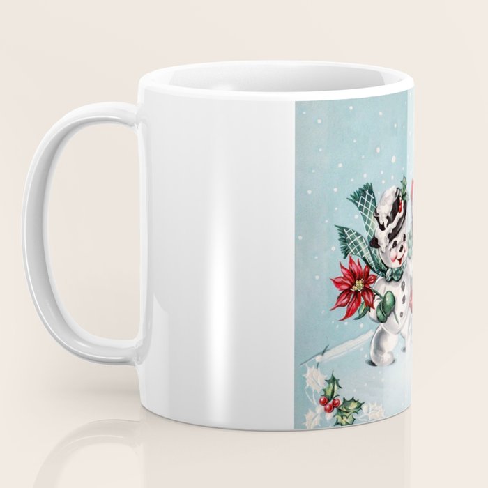 Vintage Christmas Snowman, Retro Christmas Coffee Mug Gallery Image 3