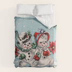 Vintage Christmas Snowman, Retro Christmas Duvet Cover Gallery Image 6
