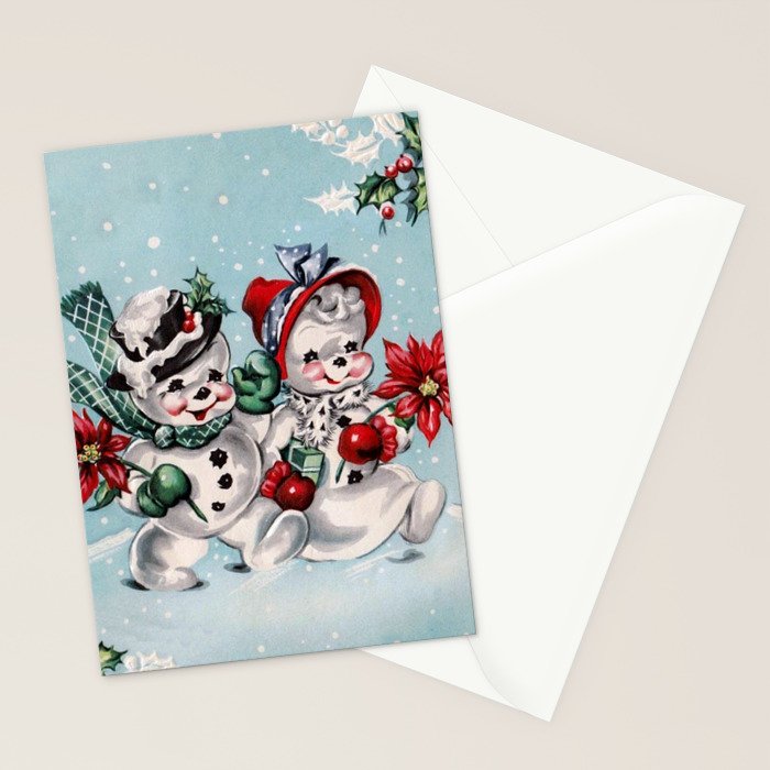 Vintage Christmas Snowman, Retro Christmas Stationery Card Gallery Image 2