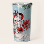 Vintage Christmas Snowman, Retro Christmas Travel Mug Gallery Image 2