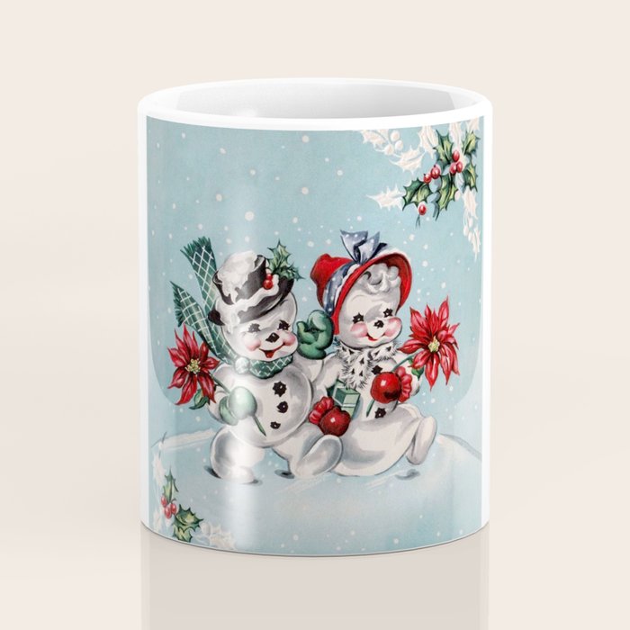 Vintage Christmas Snowman, Retro Christmas Coffee Mug Gallery Image 4