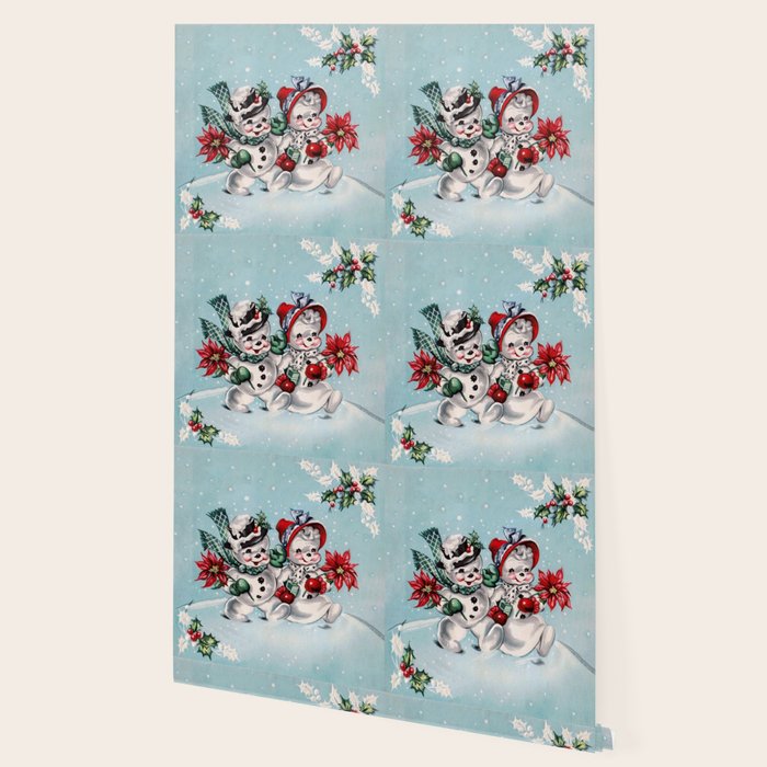 Vintage Christmas Snowman, Retro Christmas Wallpaper Gallery Image 2