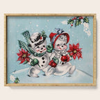Vintage Christmas Snowman, Retro Christmas Serving Tray Gallery Image 1