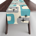 Mid Century Modern Decoration Kitsch 223 Blue and Gray Table Runner Gallery Image 1