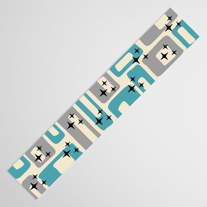 Mid Century Modern Decoration Kitsch 223 Blue and Gray Table Runner Gallery Image 3