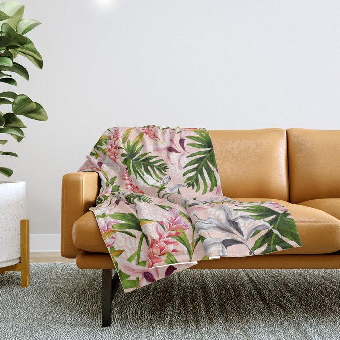Tropical nature pattern Throw Blanket Gallery Image 1