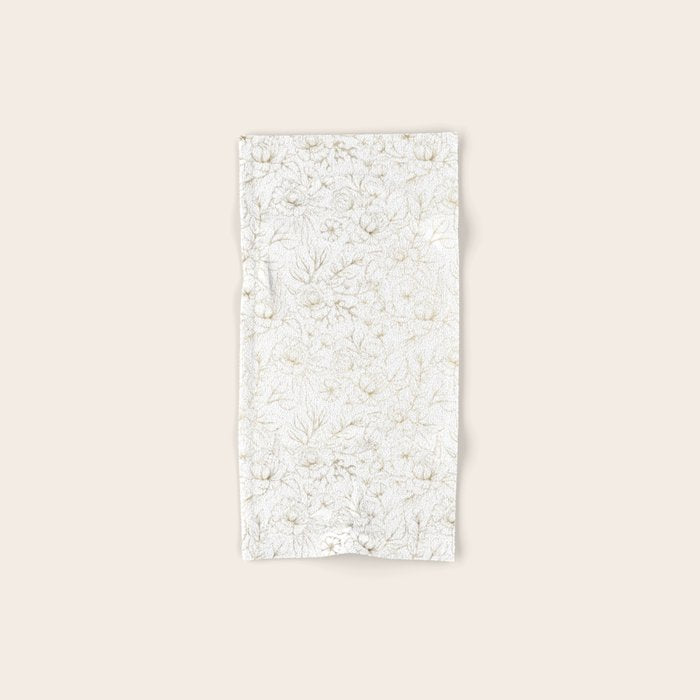 Elegant simple modern faux gold white floral Bath Towel Gallery Image 1
