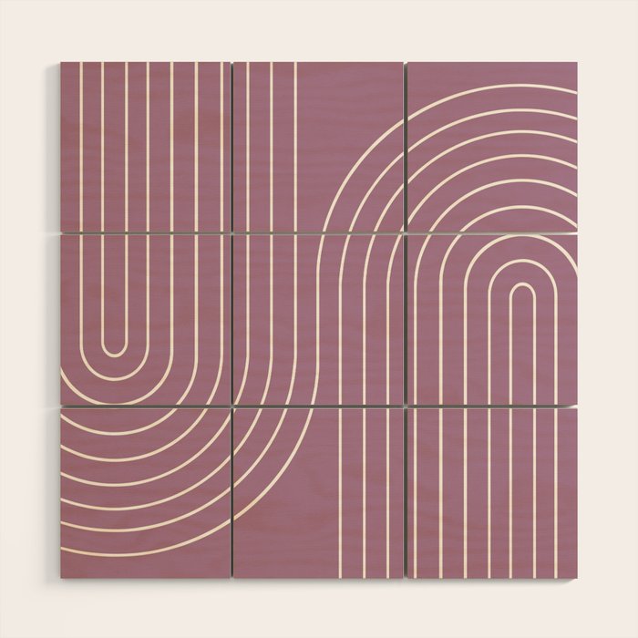 Minimal Line Curvature XXIV Lilac Purple Mid Century Modern Arch Abstract Wood Wall Art Gallery Image 1