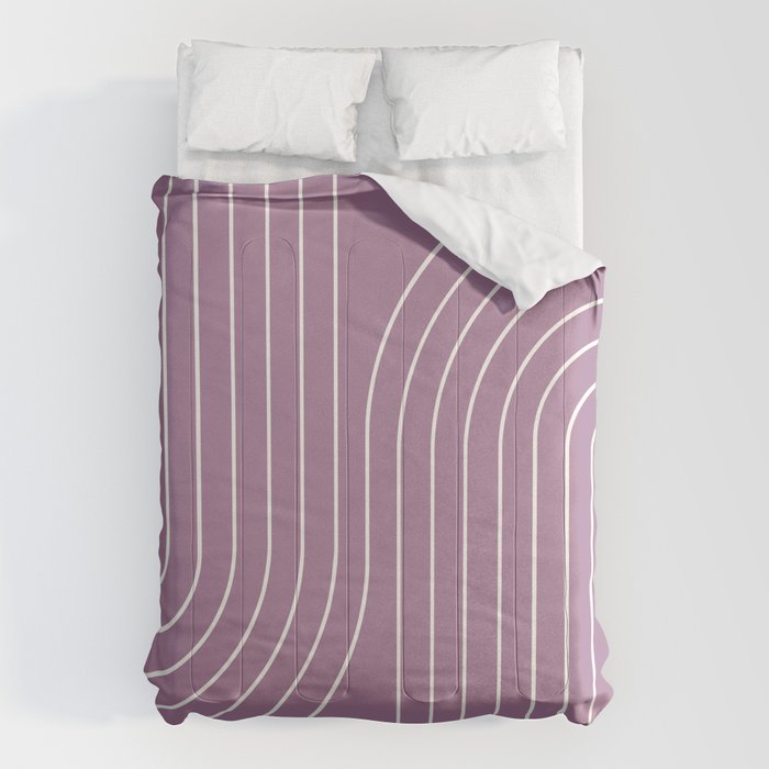 Minimal Line Curvature XXIV Lilac Purple Mid Century Modern Arch Abstract Comforter Gallery Image 6