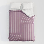 Minimal Line Curvature XXIV Lilac Purple Mid Century Modern Arch Abstract Duvet Cover Gallery Image 6