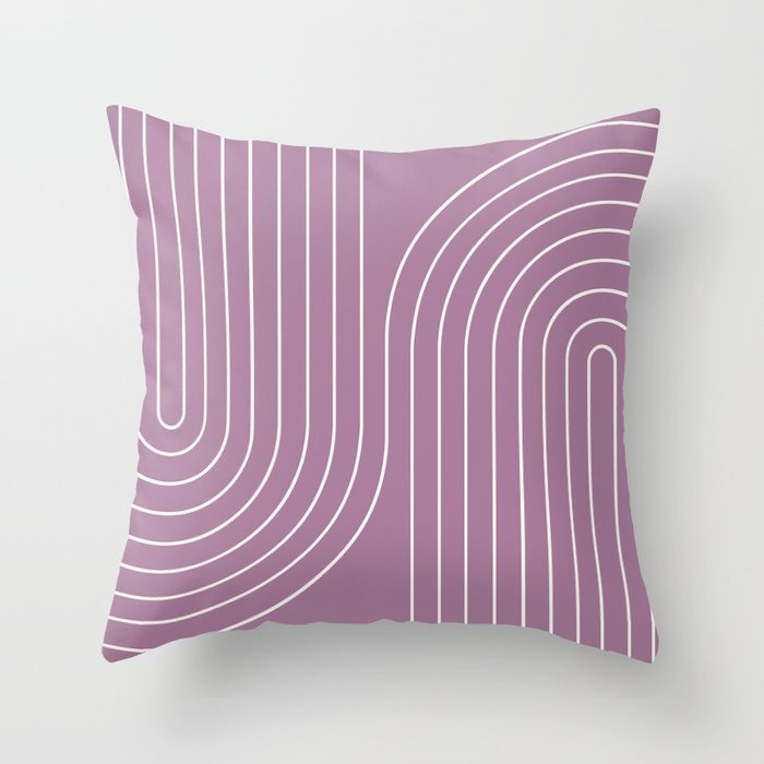 Minimal Line Curvature XXIV Lilac Purple Mid Century Modern Arch Abstract Throw Pillow Gallery Image 1