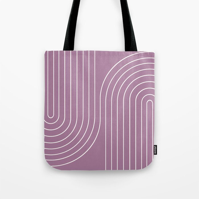 Minimal Line Curvature XXIV Lilac Purple Mid Century Modern Arch Abstract Tote Bag Gallery Image 1