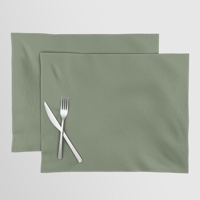 Khaki Green Solid Color Placemat Gallery Image 1