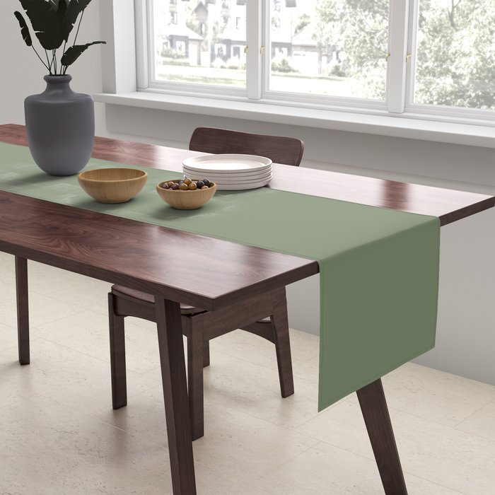 Khaki Green Solid Color Table Runner Gallery Image 2