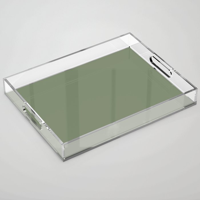 Khaki Green Solid Color Acrylic Tray Gallery Image 1