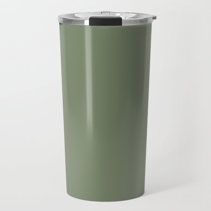 Khaki Green Solid Color Travel Mug Gallery Image 1