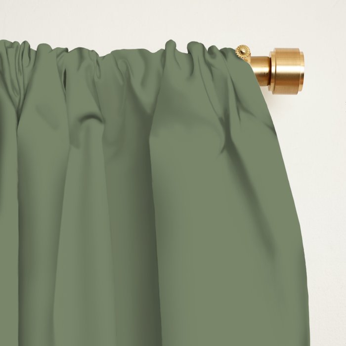 Khaki Green Solid Color Window Curtain Gallery Image 2