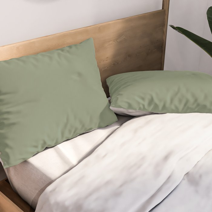 Khaki Green Solid Color Pillow Sham Gallery Image 2