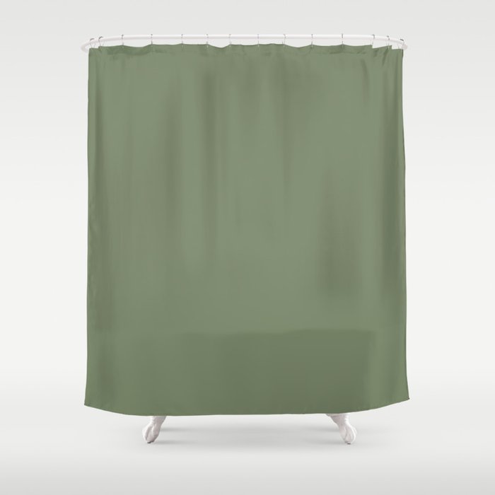 Khaki Green Solid Color Shower Curtain Gallery Image 1