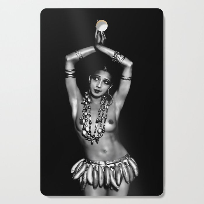 Jazz Age Josephine Baker in Folies Bergère Bananas Costume black and white photography Cutting Board Gallery Image 1