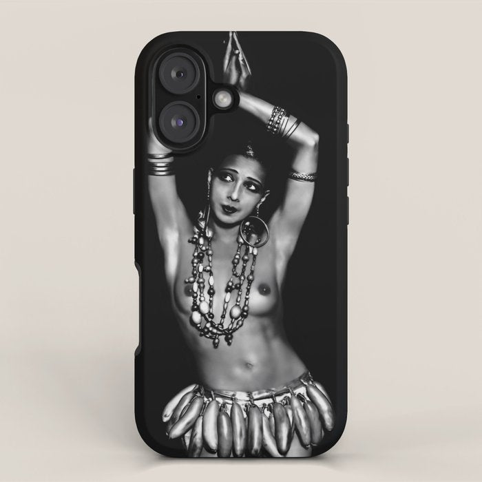 Jazz Age Josephine Baker in Folies Bergère Bananas Costume black and white photography iPhone Case Gallery Image 1