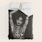 Jazz Age Josephine Baker in Folies Bergère Bananas Costume black and white photography Duvet Cover Gallery Image 6