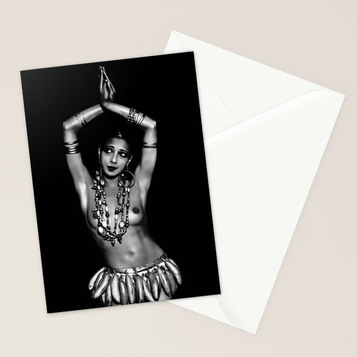Jazz Age Josephine Baker in Folies Bergère Bananas Costume black and white photography Stationery Card Gallery Image 2