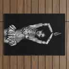 Jazz Age Josephine Baker in Folies Bergère Bananas Costume black and white photography Outdoor Rug Gallery Image 1