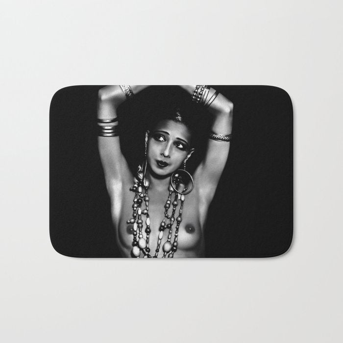 Jazz Age Josephine Baker in Folies Bergère Bananas Costume black and white photography Bath Mat Gallery Image 1