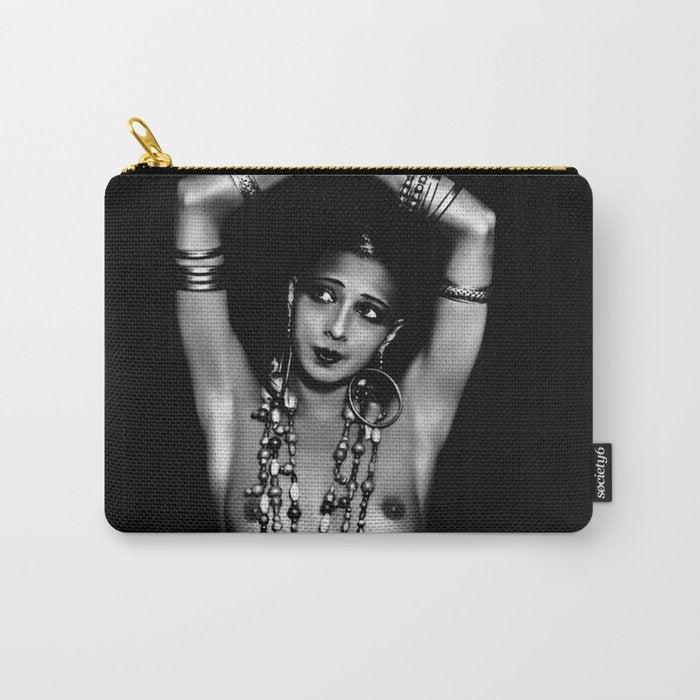 Jazz Age Josephine Baker in Folies Bergère Bananas Costume black and white photography Carry All Pouch Gallery Image 1