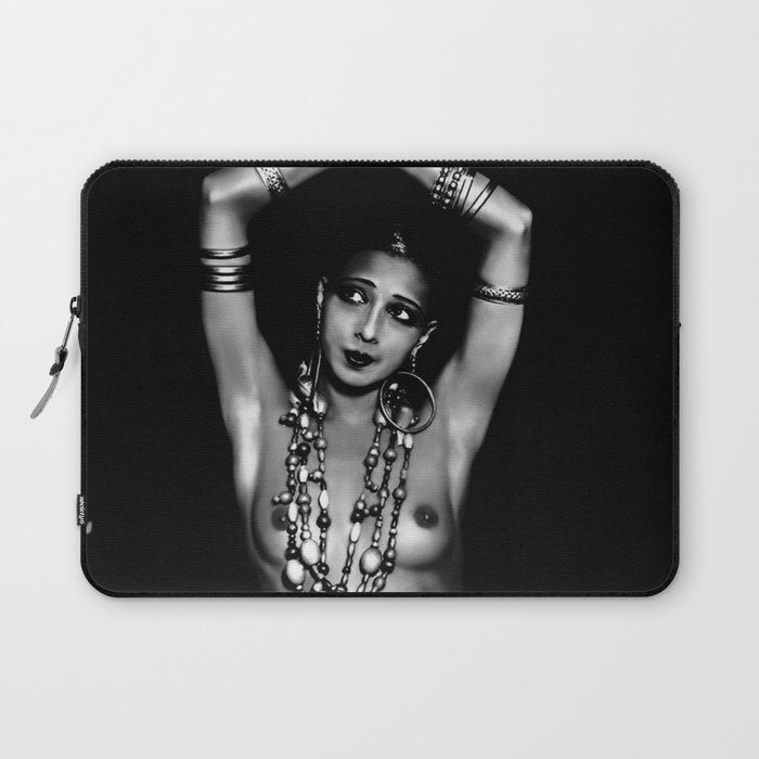 Jazz Age Josephine Baker in Folies Bergère Bananas Costume black and white photography Laptop Sleeve Gallery Image 1