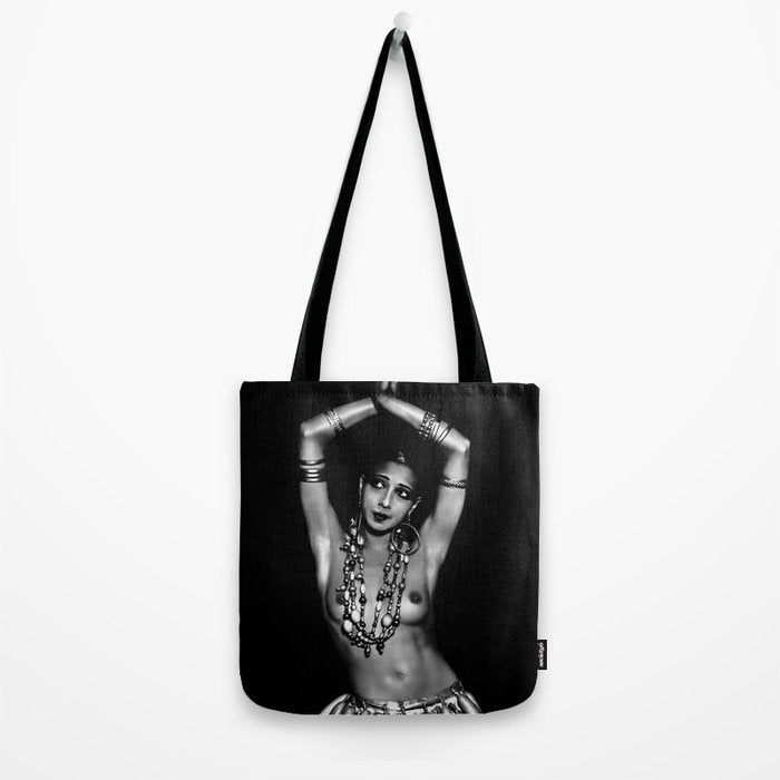 Jazz Age Josephine Baker in Folies Bergère Bananas Costume black and white photography Tote Bag Gallery Image 2