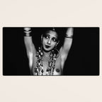 Jazz Age Josephine Baker in Folies Bergère Bananas Costume black and white photography Desk Mat Gallery Image 3