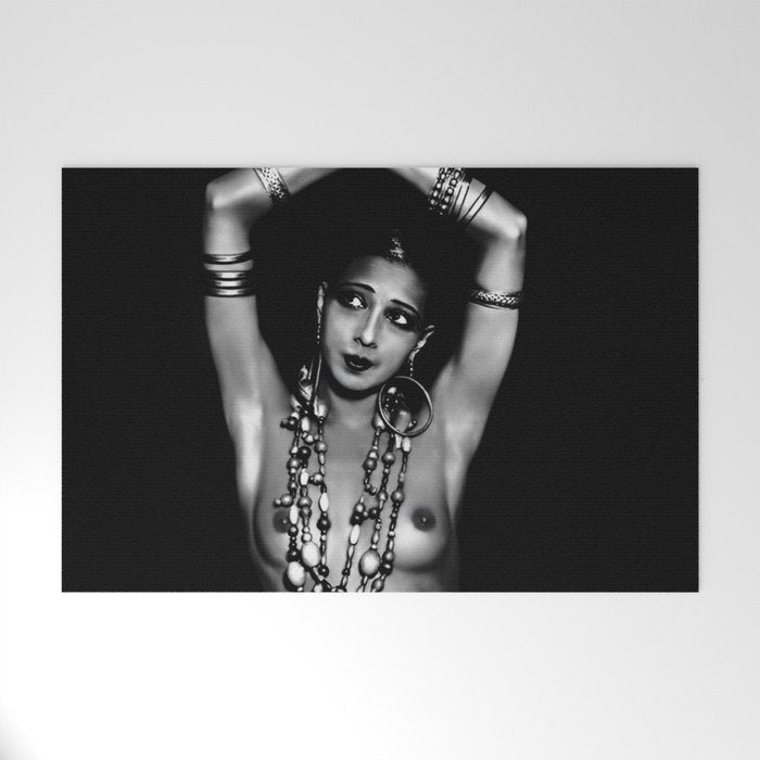 Jazz Age Josephine Baker in Folies Bergère Bananas Costume black and white photography Welcome Mat Gallery Image 1