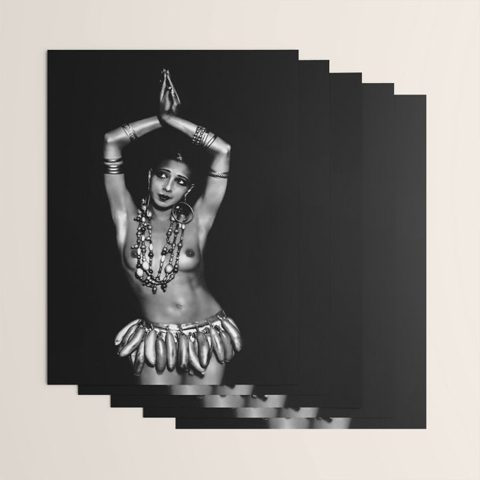 Jazz Age Josephine Baker in Folies Bergère Bananas Costume black and white photography Wrapping Paper Gallery Image 3
