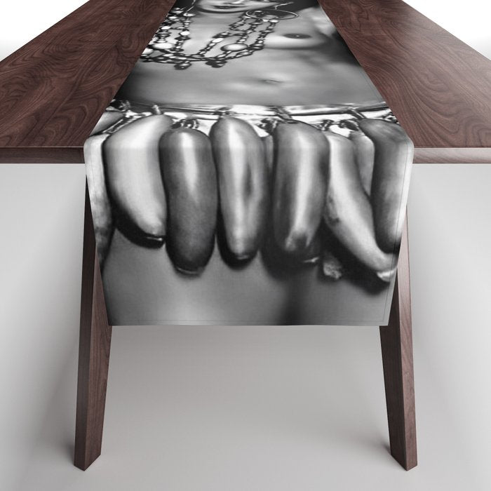 Jazz Age Josephine Baker in Folies Bergère Bananas Costume black and white photography Table Runner Gallery Image 1