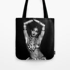 Jazz Age Josephine Baker in Folies Bergère Bananas Costume black and white photography Tote Bag Gallery Image 1