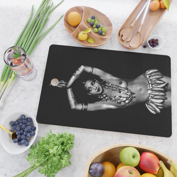 Jazz Age Josephine Baker in Folies Bergère Bananas Costume black and white photography Cutting Board Gallery Image 2
